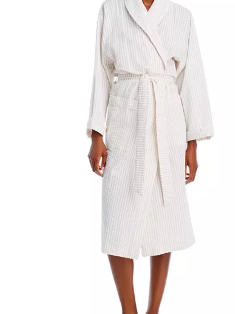 Matouk Matteo 100% Cotton Extra Large Bath Robe Natural Seersucker XL Spa Resort